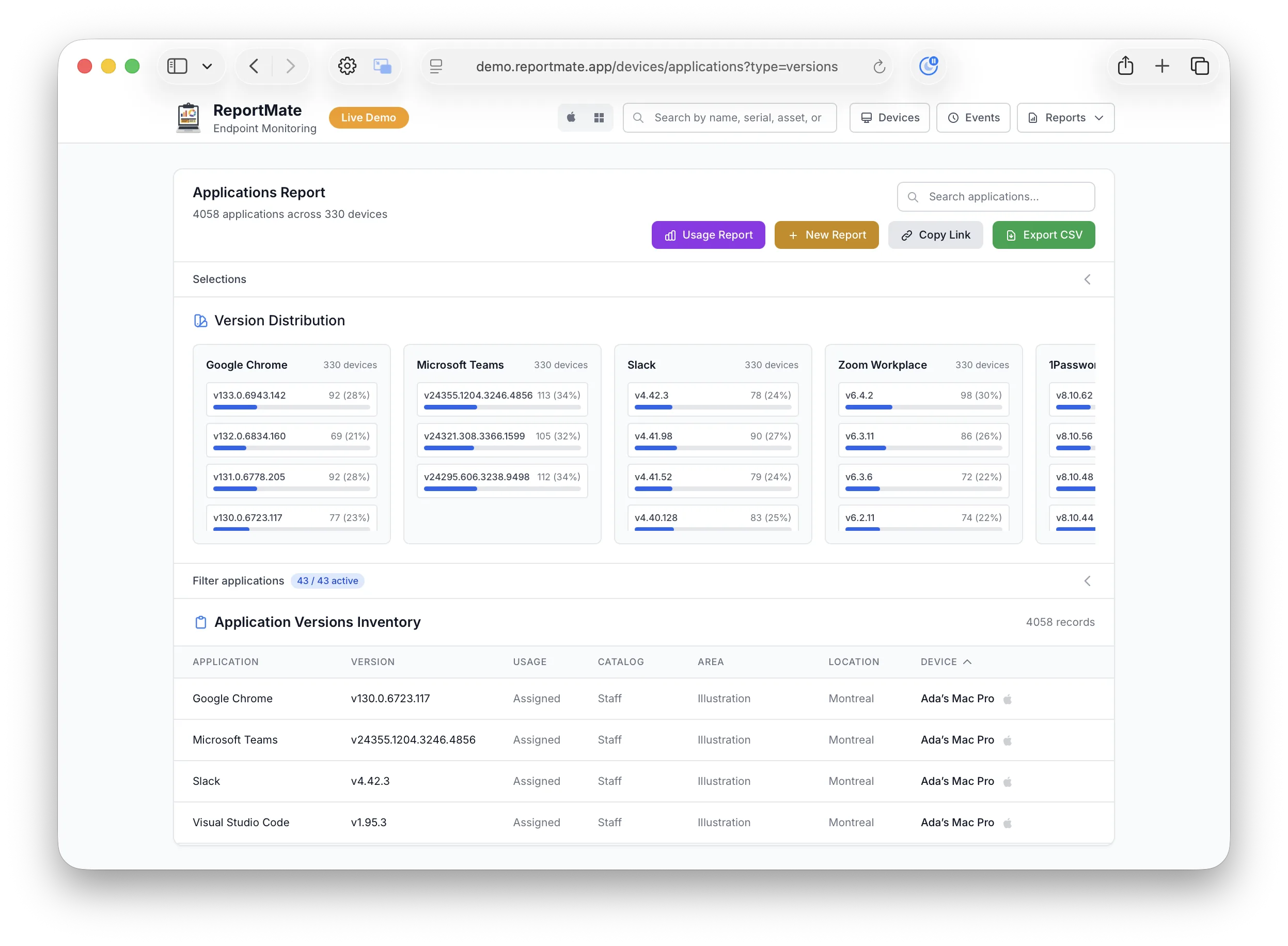 Application inventory
